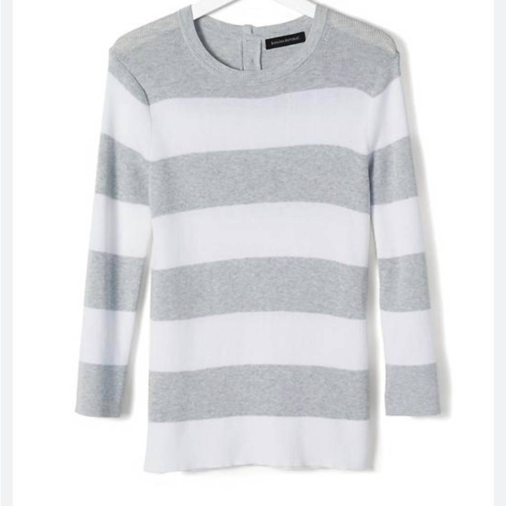 Banana Republic Rugby stripe crew neck Pima cotton/Cashmere Sweater SP - Picture 8 of 11